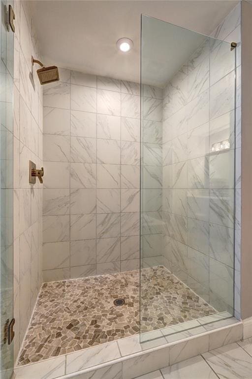 13 Clearwater Ct, Hoschton, GA 30548 - full bath featuring a shower stall, recessed lighting, and marble finish flooring