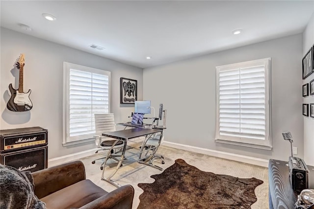 13 Clearwater Ct, Hoschton, GA 30548 - office space with carpet floors, baseboards, and recessed lighting