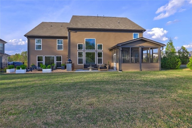 13 Clearwater Ct, Hoschton, GA 30548 - back of property featuring a patio area, a sunroom, and an outdoor living space