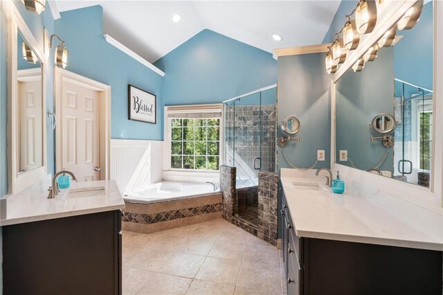 3578 Hope Rd, Cumming, GA 30041 - full bath featuring tile patterned floors, a sink, a stall shower, and two vanities