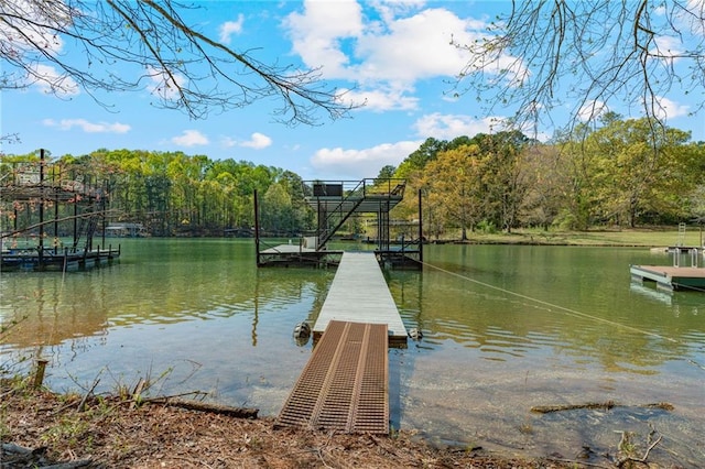3578 Hope Rd, Cumming, GA 30041 - view of dock with a water view and a forest view