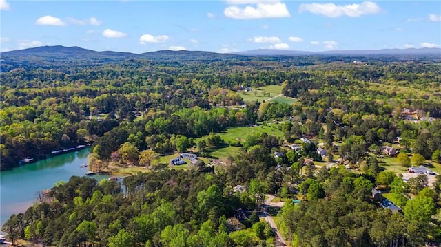 3578 Hope Rd, Cumming, GA 30041 - drone / aerial view with a wooded view and a water and mountain view