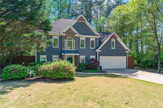 3578 Hope Rd, Cumming, GA 30041 - colonial inspired home with a shingled roof, concrete driveway, a garage, and a front yard