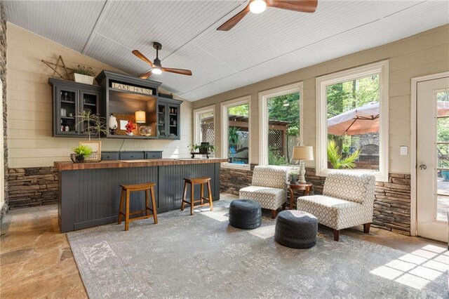 3578 Hope Rd, Cumming, GA 30041 - bar featuring ceiling fan and vaulted ceiling