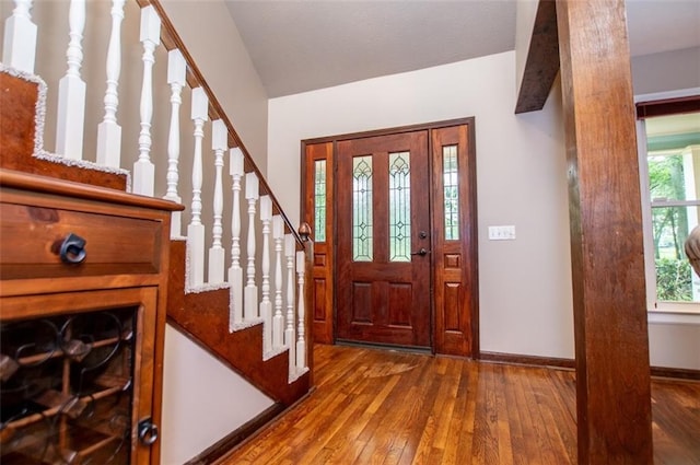 3187 Oak Grove Church Rd, Carrollton, GA 30117 - entrance foyer featuring hardwood / wood-style flooring, stairway, and baseboards