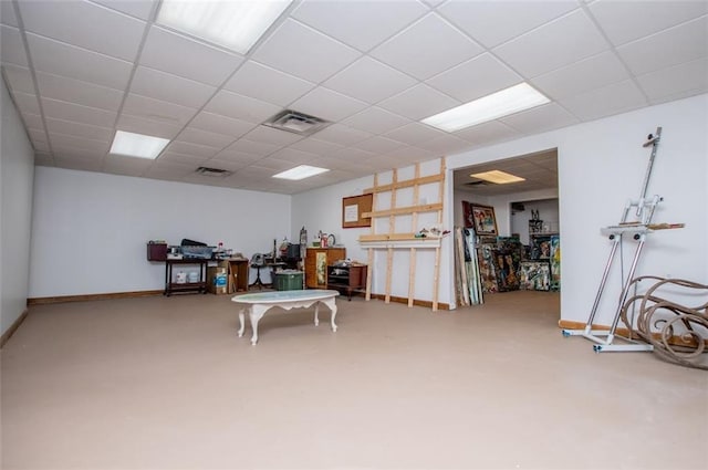 3187 Oak Grove Church Rd, Carrollton, GA 30117 - game room featuring baseboards, a drop ceiling, and finished concrete floors