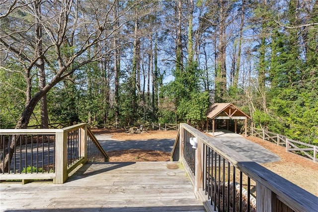 wooden terrace with a gazebo