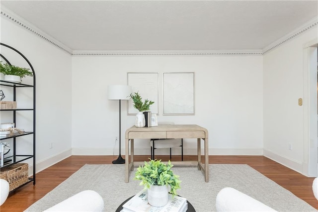 office space featuring hardwood / wood-style floors