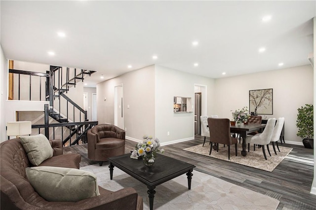 living room with hardwood / wood-style flooring