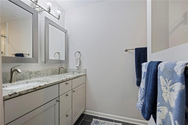 bathroom featuring vanity and tile patterned floors