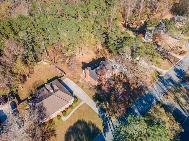 bird's eye view featuring a view of trees