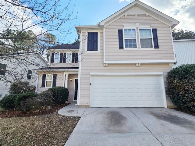 view of property featuring a garage