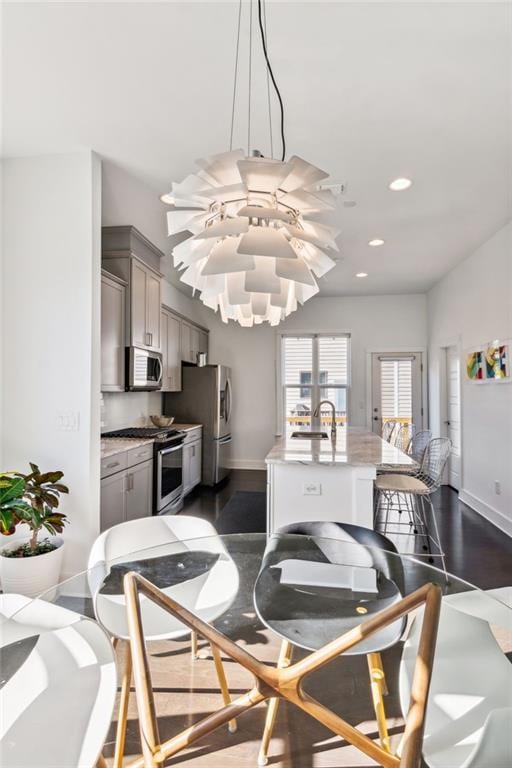 2034 Rockledge Rd NE, Atlanta, GA 30324 - dining room with baseboards, recessed lighting, and dark wood-style flooring
