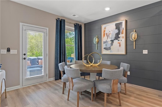 dining area featuring light hardwood / wood-style floors