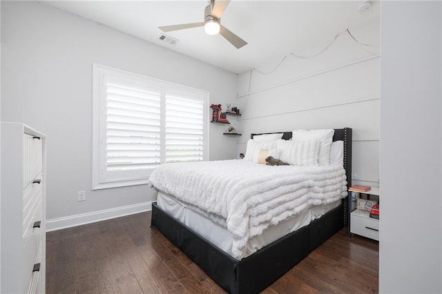 410 Concord St, Alpharetta, GA 30009 - bedroom featuring baseboards, wood finished floors, and ceiling fan
