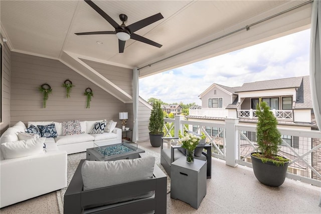 410 Concord St, Alpharetta, GA 30009 - view of patio featuring an outdoor living space with a fire pit and ceiling fan
