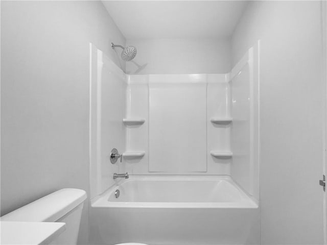 full bathroom with toilet, vanity, and  shower combination