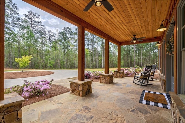 view of patio / terrace featuring ceiling fan