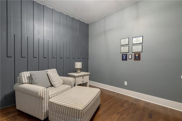 living area with dark wood-type flooring