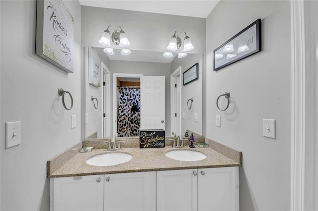 bathroom with double vanity