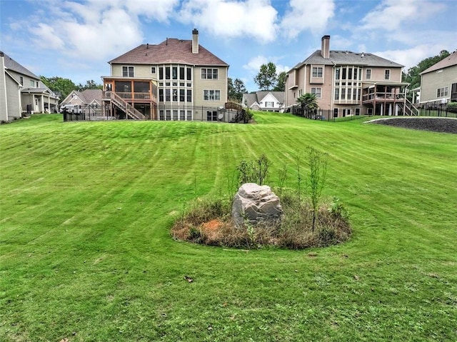 view of yard featuring a deck