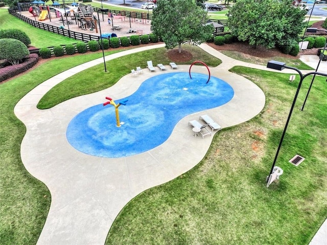 view of swimming pool featuring a patio