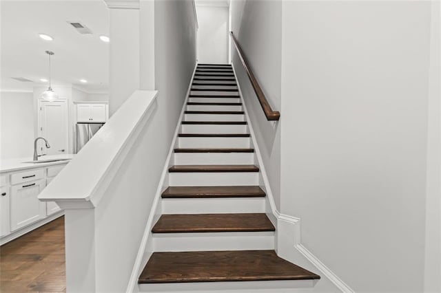 240 Walker Ave, Roswell, GA 30076 - stairs with recessed lighting, baseboards, and wood finished floors
