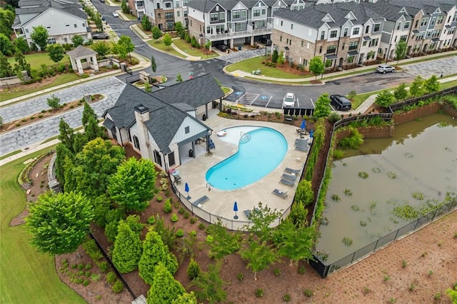 240 Walker Ave, Roswell, GA 30076 - bird's eye view of a pool area and a large body of water