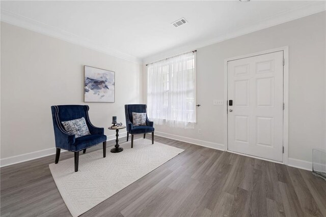 6018 Oakdale Rd SE, Mableton, GA 30126 - living area with crown molding and dark wood finished floors
