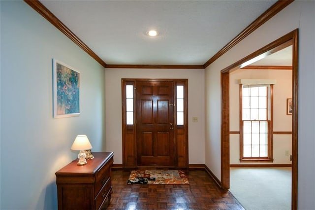 118 Heritage Way, Peachtree City, GA 30269 - foyer entrance featuring baseboards, plenty of natural light, and ornamental molding
