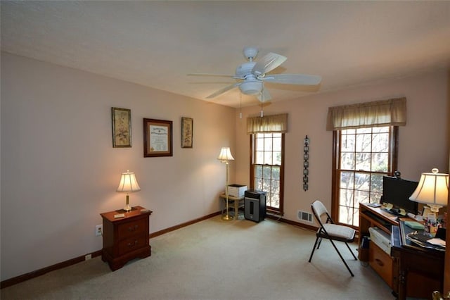 118 Heritage Way, Peachtree City, GA 30269 - office with a ceiling fan, carpet floors, and baseboards