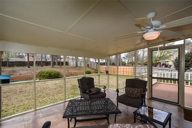 118 Heritage Way, Peachtree City, GA 30269 - sunroom with a ceiling fan