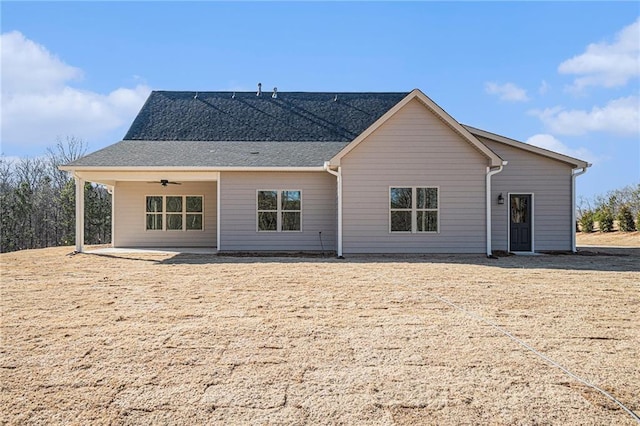 back of house featuring ceiling fan and a patio