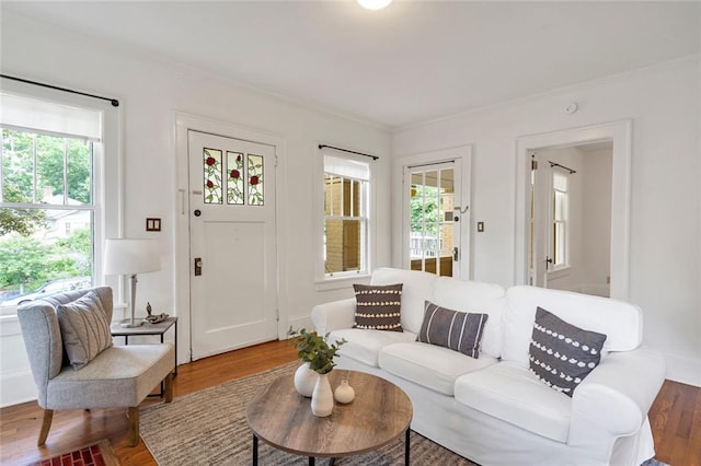 636 Cameron St SE, Atlanta, GA 30312 - living room with wood finished floors and ornamental molding