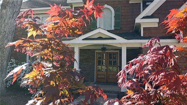 property entrance with french doors