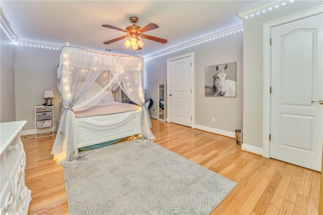 31 Meadow Lakes Ter, Cedartown, GA 30125 - bedroom featuring light wood-style floors, crown molding, baseboards, and ceiling fan