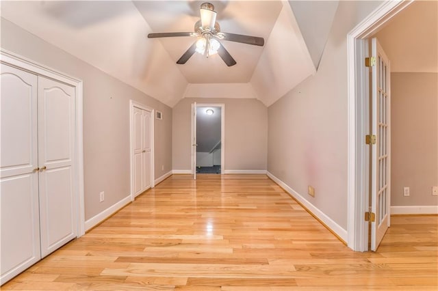 31 Meadow Lakes Ter, Cedartown, GA 30125 - additional living space featuring light wood finished floors, ceiling fan, vaulted ceiling, and baseboards