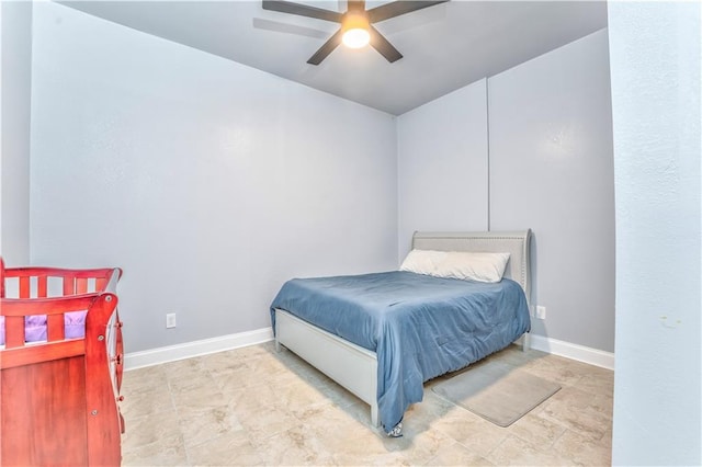 bedroom featuring ceiling fan