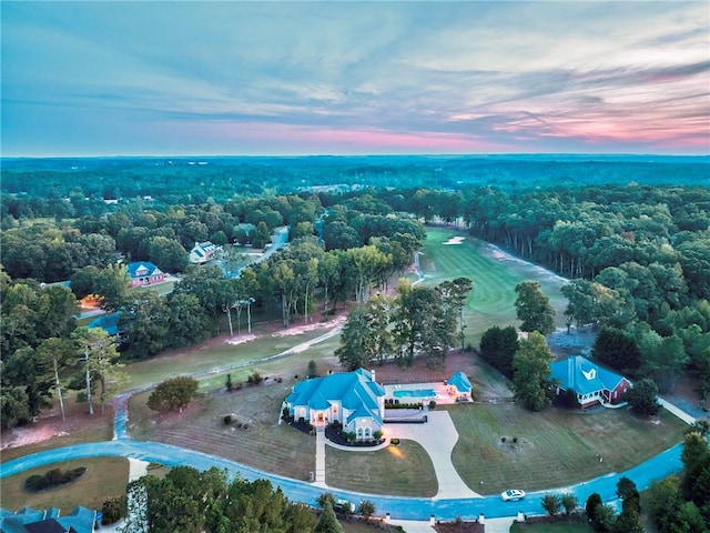 view of aerial view at dusk