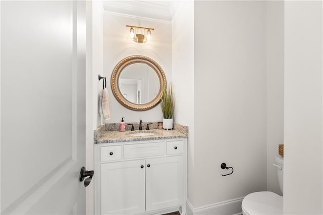 5821 Abbey View Ct, Clermont, GA 30527 - half bath with ornamental molding and vanity