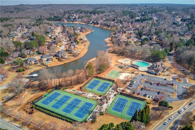 bird's eye view featuring a water view