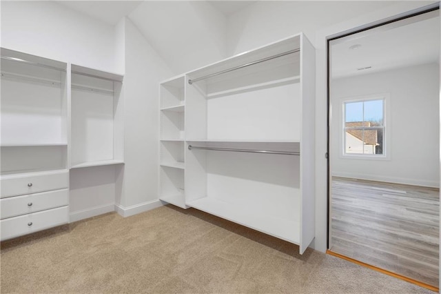 spacious closet with carpet floors