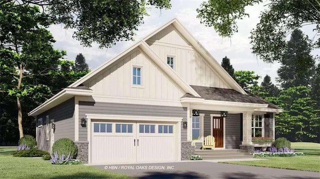 view of front facade with a front lawn and a garage