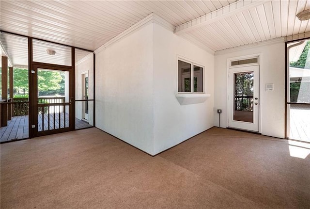 view of unfurnished sunroom