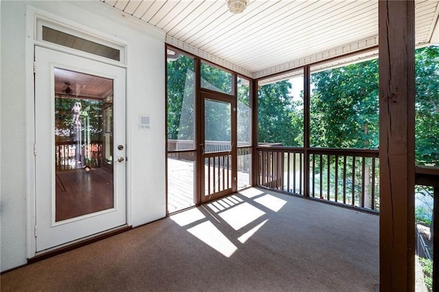 view of unfurnished sunroom