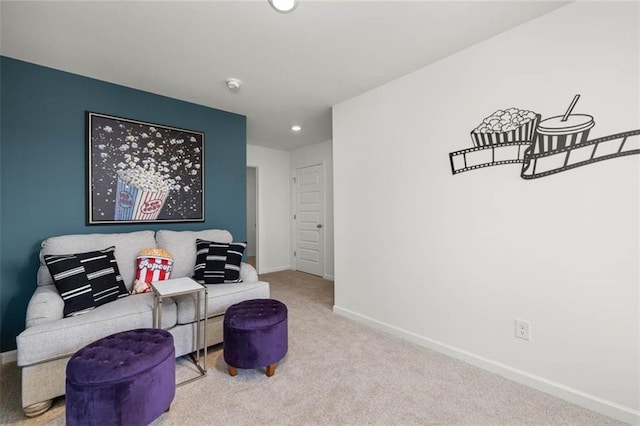 sitting room featuring carpet