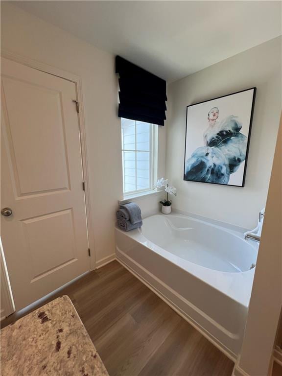 1567 Aiden Way Unit 34, Conyers, GA 30013 - bathroom with wood finished floors, a garden tub, and baseboards