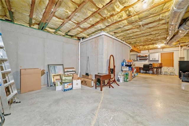 view of unfinished basement