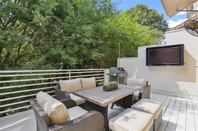1323 Peachtree Vw NE, Atlanta, GA 30319 - wooden terrace featuring outdoor lounge area and a grill