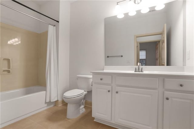 1585 Oak Meadows Ln, Cumming, GA 30041 - bathroom with vanity, tile patterned floors, and shower / bath combo with shower curtain
